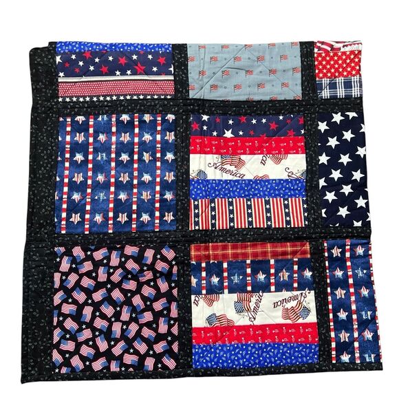 PATRIOTIC QUILT FLAG RED WHITE & BLUE BLANKET VFW AUXILLIARY POST 2003 - Picture 6 of 16